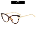 Occhiali anti-luce blu cat-eye con montatura tartarugata e stanghette in metallo oro - C2-Montatura Tartarugata