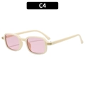 Retro cream square sunglasses with light purple lenses and gold metal accents - Cream White Frame Purple Lens (C4)