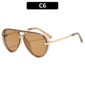 Classic aviator sunglasses with transparent brown frame and double bridge design C6 - Champagne Frame Tea Lens (C6)
