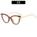 Montatura occhiali cat eye marrone scuro trasparente e metallo dorato, variante C3 - C3-Montatura Tè Scuro