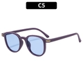 Retro square sunglasses with translucent purple frames and light blue lenses in C5 style - Purple Frame Blue Lens