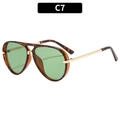 Classic tortoise pilot sunglasses with light green lenses and golden metal temples - Tortoise Frame Green Lens (C7)