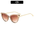 Chic cat eye sunglasses with brown transparent frames, tea lenses, and gold metal temples - Transparent Tea Frame Gradient Tea Lens