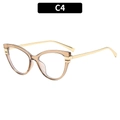 Occhiali anti-luce blu cat-eye con montatura color tè e stanghette dorate C4 - C4-Montatura Champagne