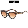 Lunettes de soleil œil de chat écaille avec verres dégradés bruns et décor serpent C5 - Écaille Noire Verres Thé Dégradés (C5)