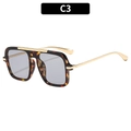 Gafas de sol cuadradas de carey con patillas de metal dorado y cristales grises C3 - Montura Carey Lentes Grises Claros (C3)