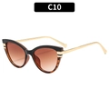 Cat eye sunglasses with black and tortoiseshell frames, gold legs and brown gradient lenses - Black Leopard Split Frame Gradient Tea Lens
