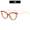 Cat eye glasses frames with red upper and tortoiseshell lower rim, model C6 - C6-Red Top Yellow Striped Bottom