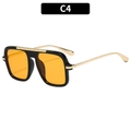 Gafas de sol de aviador cuadradas con montura negra, lentes naranja y patillas - Montura Negra Lentes Naranjas (C4)