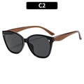 Y2K square frame sunglasses in black finish with tortoiseshell pattern temples - Black Frame Tea Temple Grey Lens