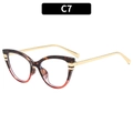 Cat eye blue light glasses with tortoiseshell and wine red frames and gold metal temples - C7-Tortoise Top Translucent Red Bottom
