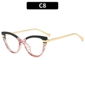 Cat eye blue light blocking glasses with black and deep red textured frames - C8-Black Top Red Lines Bottom