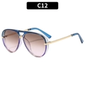 Classic pilot sunglasses with gradient pink lenses and blue golden metal frame - Gradient Blue Frame Tea Pink Lens (C12)