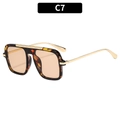 Fashion square aviator sunglasses in tortoiseshell frame with gold metal temples - Tortoise Frame Light Tea Lens (C7)