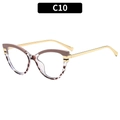 Cat-eye blue light blocking glasses with tortoise shell frames and gold metal temples - C10-Khaki Top White Marble Bottom