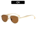 Klassische Pilotenbrille aus Goldmetall mit Doppelsteg und braunen Gläsern C4 - Goldrahmen Dunkeltee-Linse