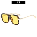 Square aviator sunglasses with retro tortoiseshell frame and yellow transparent lenses - Tortoise Frame Yellow Lens (C8)