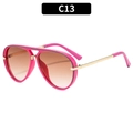 Fashion pilot sunglasses with bold pink frame and brown gradient lenses model C13 - Rose Red Frame Double Tea Lens (C13)
