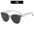 Y2K square sunglasses with light blue transparent frames and dark grey lenses C6 variant - Translucent Grey Frame Grey Lens