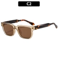 Vintage square sunglasses with champagne frames, tea lenses, and tortoiseshell temples - C2-Transparent Tea Frame Tea Lens