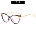 Cat eye blue light glasses with colorful floral tortoise frame and gold metal temples - C11-Floral Pattern Frame