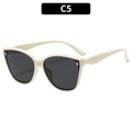 Y2K vintage square sunglasses in cream beige frame with dark grey lenses C5 - Cream White Frame Gray Lens