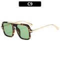 Chic square aviator sunglasses with tortoiseshell frame and translucent green lenses - Tortoise Frame Green Lens (C9)