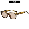 Vintage square tortoise shell sunglasses with yellow leopard frame and brown lenses - C3-Leopard Frame Light Tea Lens