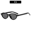 Gafas de sol ovaladas negras vintage Y2K con puntos plateados y cristales grises - Montura Negra Lentes Gris Negro (C1)