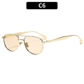 Classic aviator sunglasses with gold metal frame and amber yellow lenses style C6 - Gold Frame Light Tea Lens