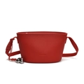 Rode bucket bag met lychee textuur, hartvormige hanger en gevlochten schouderband - Rood