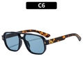 Retro pilot sunglasses with dark blue frame, light blue lenses and tortoiseshell temples - Blue Frame / Blue Lens