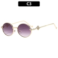 Lunettes Y2K avec motif serpent doré et verres dégradés violets en couleur C3 - Monture Dorée Verres Gris Dégradés
