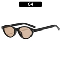 Gafas de sol Y2K ovales negras con cristales marrones y remaches plateados retro - Montura Negra Lentes Té (C4)