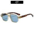 Retro pilot sunglasses with yellow translucent frame and light blue lenses in a side view - Transparent Yellow Frame Blue Lens