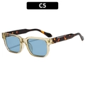 Occhiali da sole vintage quadrati con montatura gialla trasparente e aste tartarugate - C5-Montatura Gialla Trasparente Lenti Blu