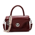 Chic burgundy oil wax leather crossbody bag with silver tennis racket charm and chain - Burgundy