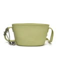 Avocado green bucket bag in pebble leather with heart charm and knotted strap - Green