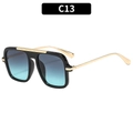 Square aviator sunglasses with black frame, gold bridge and purple gradient lenses C13 - Black Frame Double Green Lens (C13)
