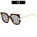 Lunettes de soleil oversize écaille de tortue avec branches en métal doré chic - Monture Écaille Verre Gris
