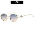 Chic round Y2K sunglasses with gold snake frame and gradient blue-orange lenses - Gold Frame Blue Yellow Gradient Lens