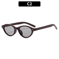 Retro oval sunglasses in dark wine red with silver rivets and grey shaded lenses - Burgundy Frame Light Grey Lens (C2)