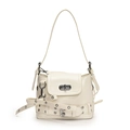 Bolso de hombro blanco crema con correa de hebilla y detalles de ojales de metal - Blanco