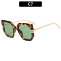 Fashion large frame tortoiseshell sunglasses with green lenses and gold metal temples - Floral Print Frame Green Lens