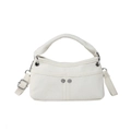 Minibolso de lona blanco con remaches plateados y correa ajustable para el hombro - Blanco