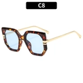 Fashion oversized tortoise shell sunglasses with light blue lenses and gold metal arms - Tortoiseshell Frame Blue Lens