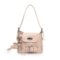 Bolso de hombro tipo cubo de cuero rosa con hebilla metálica y adorno de lazo - Rosa