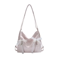Sac fourre-tout rose style balletcore en similicuir brillant avec des nœuds en dentelle - Rose