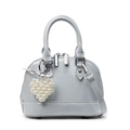 Borsa a conchiglia in pelle verniciata azzurra con ciondolo a cuore di perle - Blu (Con Pendente Cuore Perla)