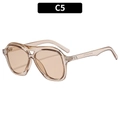 Pilot style sunglasses with transparent tea-colored frame and light-toned lenses - Champagne Frame / Tea Lens